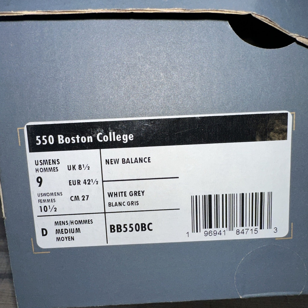 New Balance 550 Boston Collage Unisex 9M 10.5W Excellent Condition New -SOLD - Picture 9 of 9